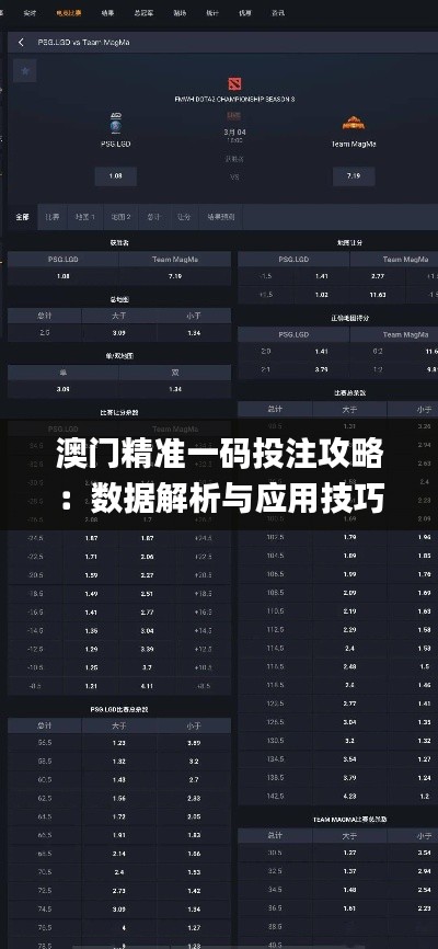 澳门精准一码投注攻略：数据解析与应用技巧_DHI994.39环境版