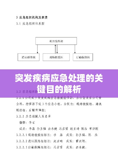 突发疾病应急处理的关键目的解析