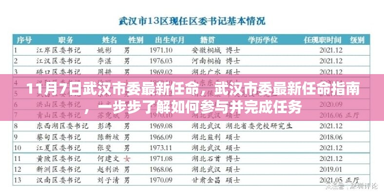 武汉市委最新任命详解，参与并完成任务的全攻略