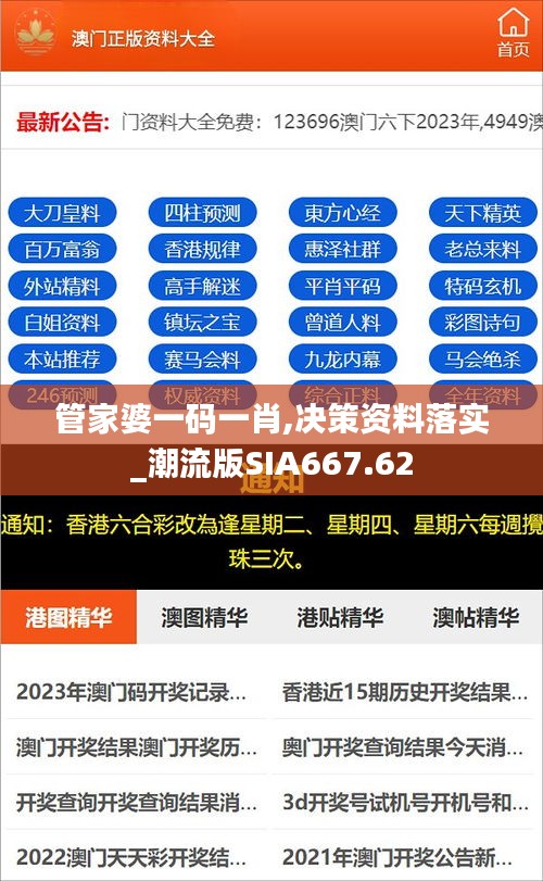 管家婆一码一肖,决策资料落实_潮流版SIA667.62