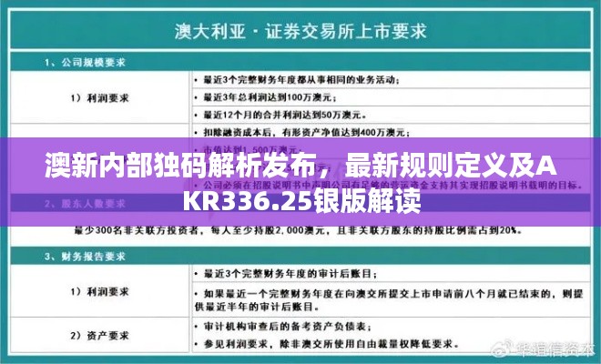 澳新内部独码解析发布，最新规则定义及AKR336.25银版解读