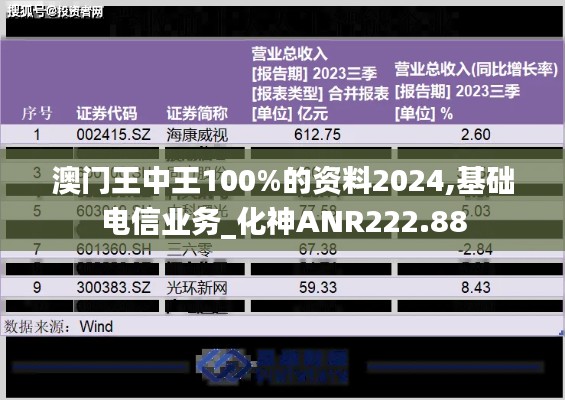 澳门王中王100%的资料2024,基础电信业务_化神ANR222.88