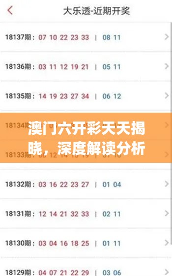 澳门六开彩天天揭晓，深度解读分析揭秘_电信TCL218.37版