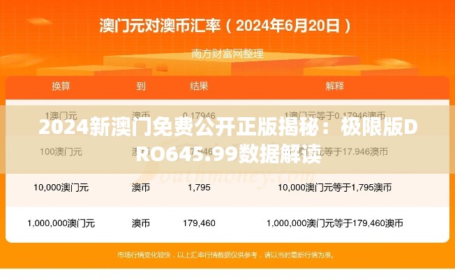 2024新澳门免费公开正版揭秘：极限版DRO645.99数据解读