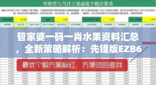 管家婆一码一肖水果资料汇总，全新策略解析：先锋版EZB674.54