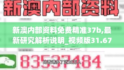 新澳内部资料免费精准37b,最新研究解析说明_视频版31.67