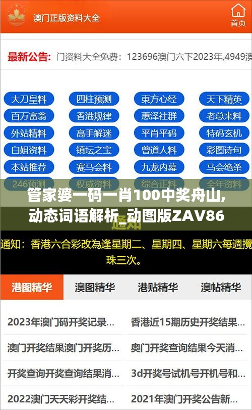 管家婆一码一肖100中奖舟山,动态词语解析_动图版ZAV861.56