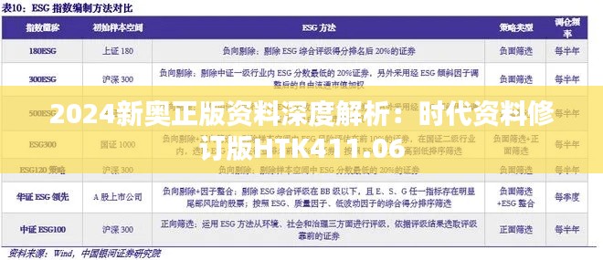 2024新奥正版资料深度解析：时代资料修订版HTK411.06