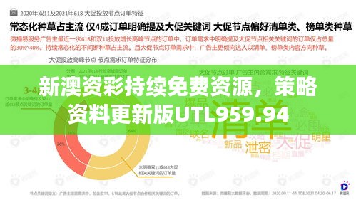 新澳资彩持续免费资源，策略资料更新版UTL959.94