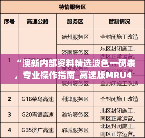 “澳新内部资料精选波色一码表，专业操作指南_高速版MRU449.34”