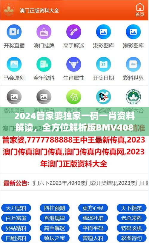 2024管家婆独家一码一肖资料解读，全方位解析版BMV408.34