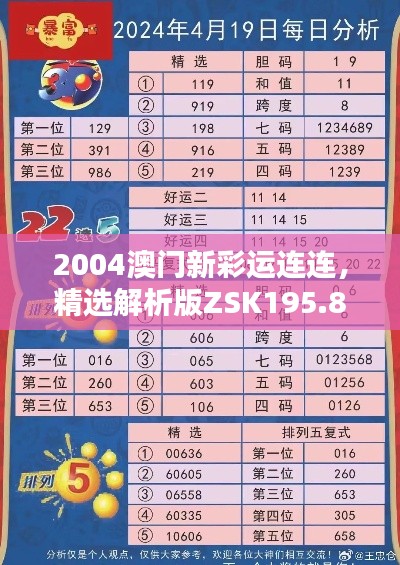 2004澳门新彩运连连，精选解析版ZSK195.87——极致推荐