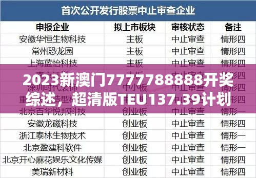 2023新澳门7777788888开奖综述，超清版TEU137.39计划解析