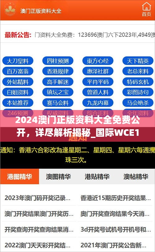 2024澳门正版资料大全免费公开，详尽解析揭秘_国际WCE184.36版