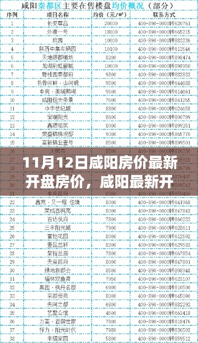 咸阳最新开盘房价解析，11月12日市场概览与房价动态