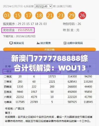 新澳门7777788888综合计划解读：WOU133.15版权威评测