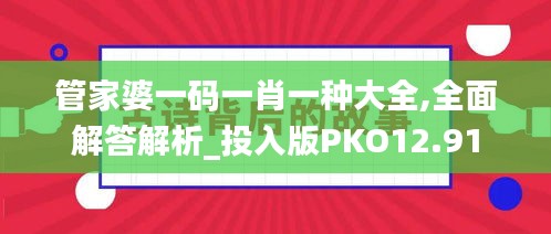 管家婆一码一肖一种大全,全面解答解析_投入版PKO12.91