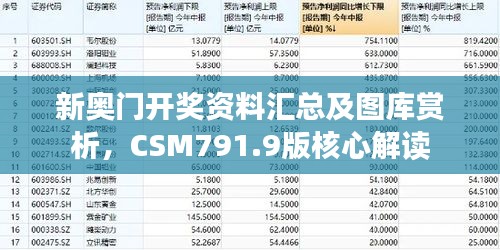 新奥门开奖资料汇总及图库赏析，CSM791.9版核心解读