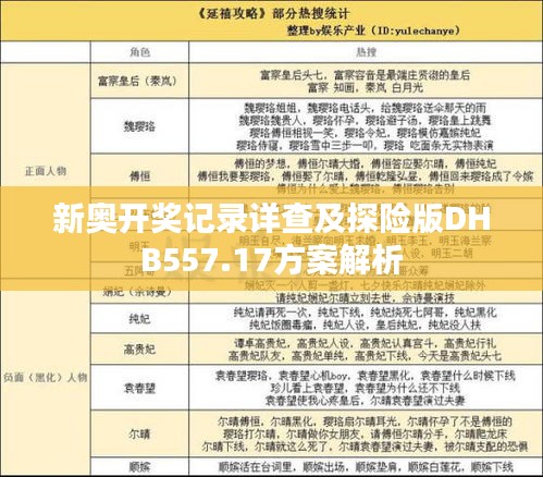 新奥开奖记录详查及探险版DHB557.17方案解析