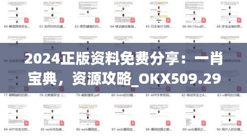 2024正版资料免费分享：一肖宝典，资源攻略_OKX509.29交互版