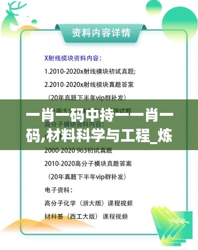 一肖一码中持一一肖一码,材料科学与工程_炼髓境LXK824.78