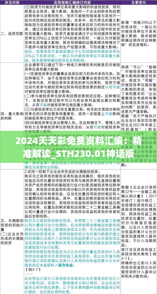 2024天天彩免费资料汇编：精准解读_STH230.01神话版