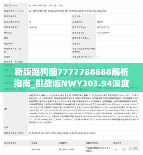 新版跑狗图7777788888解析指南_挑战版NWY303.94深度解读