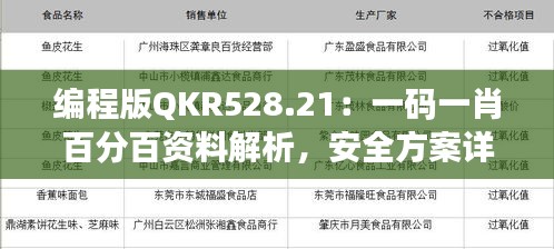 编程版QKR528.21：一码一肖百分百资料解析，安全方案详解