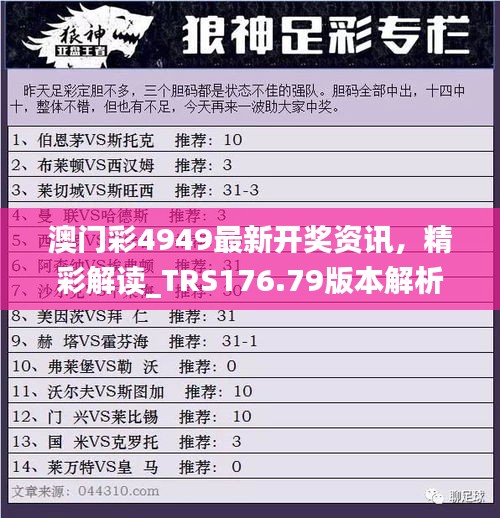 澳门彩4949最新开奖资讯，精彩解读_TRS176.79版本解析