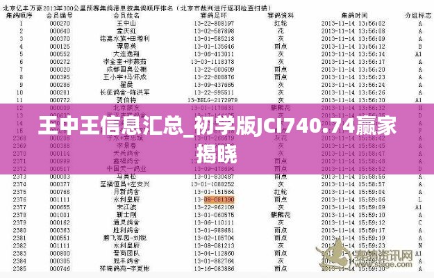 王中王信息汇总_初学版JCI740.74赢家揭晓