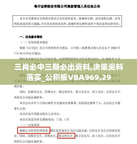 三肖必中三期必出资料,决策资料落实_公积板VBA969.29