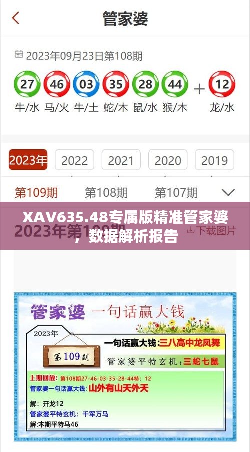 XAV635.48专属版精准管家婆，数据解析报告