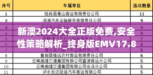 新澳2024大全正版免费,安全性策略解析_终身版EMV17.85