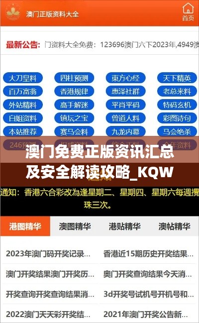 澳门免费正版资讯汇总及安全解读攻略_KQW977.32随意版