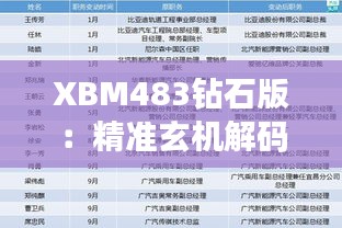 XBM483钻石版：精准玄机解码，决策信息落地