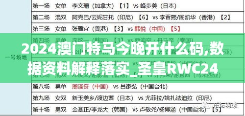 2024澳门特马今晚开什么码,数据资料解释落实_圣皇RWC24.01