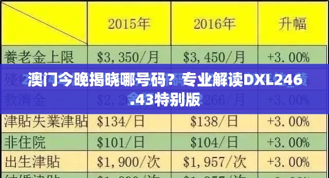 澳门今晚揭晓哪号码？专业解读DXL246.43特别版