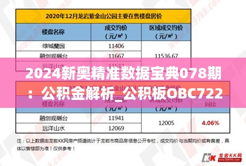 2024新奥精准数据宝典078期：公积金解析_公积板OBC722.26