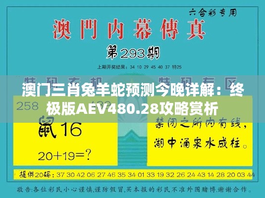 澳门三肖兔羊蛇预测今晚详解：终极版AEV480.28攻略赏析