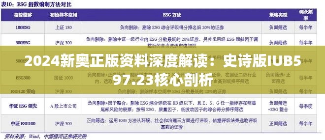 2024新奥正版资料深度解读：史诗版IUB597.23核心剖析