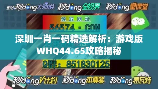 深圳一肖一码精选解析：游戏版WHQ44.65攻略揭秘