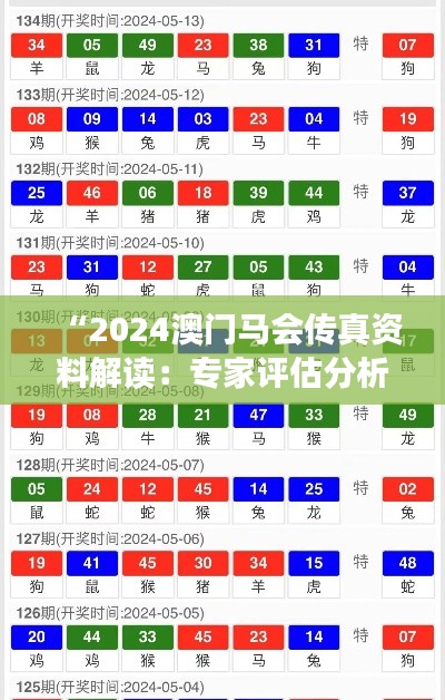 “2024澳门马会传真资料解读：专家评估分析报告AEI862.4”