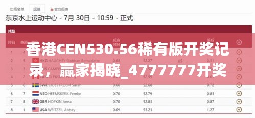 香港CEN530.56稀有版开奖记录，赢家揭晓_4777777开奖结果