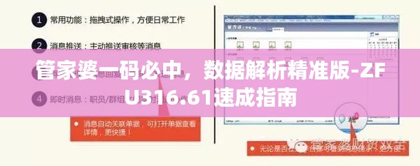 管家婆一码必中，数据解析精准版-ZFU316.61速成指南