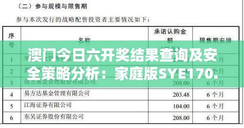 澳门今日六开奖结果查询及安全策略分析：家庭版SYE170.27解析