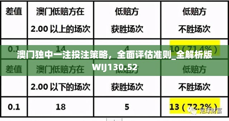 澳门独中一注投注策略，全面评估准则_全解析版WIJ130.52