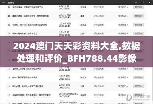 2024澳门天天彩资料大全,数据处理和评价_BFH788.44影像版