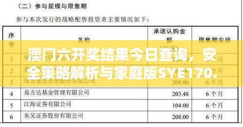 澳门六开奖结果今日查询，安全策略解析与家庭版SYE170.27特点