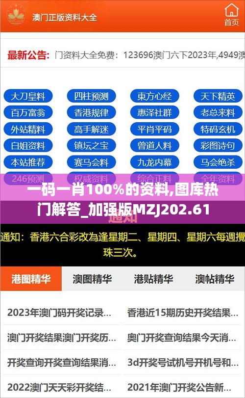 一码一肖100%的资料,图库热门解答_加强版MZJ202.61