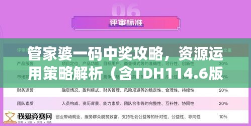 管家婆一码中奖攻略，资源运用策略解析（含TDH114.6版）